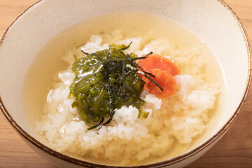 明太子とめかぶのだし茶漬け