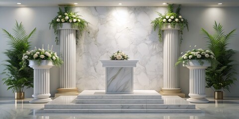 Naklejka premium Wedding Podium White Marble Accent Style