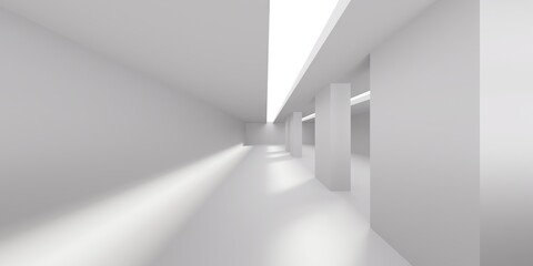 Minimalistic room space. White clean empty architecture interior