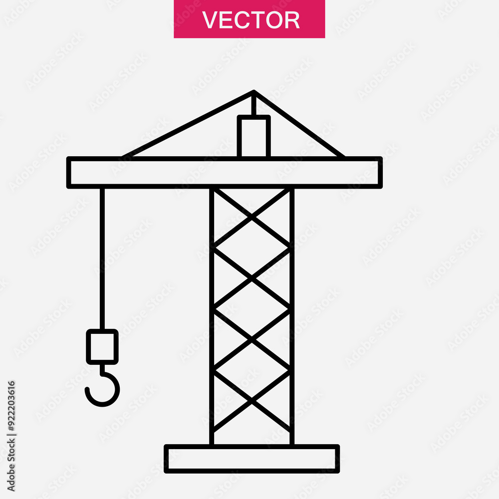 Poster crane icon vector , vector graphic simple flat black illustration for web and app on white backgroun