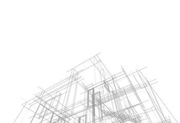 Modern house sketch vector 3d rendering