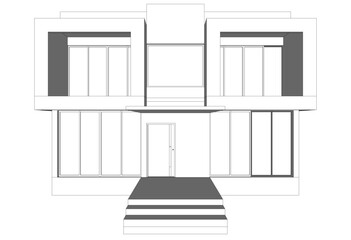 Modern house sketch vector 3d rendering