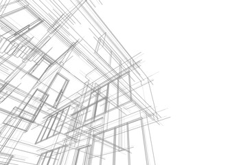 Modern house sketch vector 3d rendering