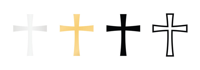 Christian cross religious symbol gold silver black vector illustration templates