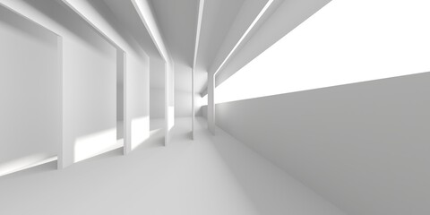 White modern space architectural background. Futuristic design