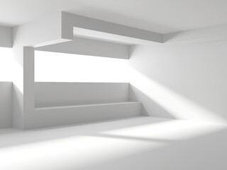 White futuristic empty room interior space. Architecture design