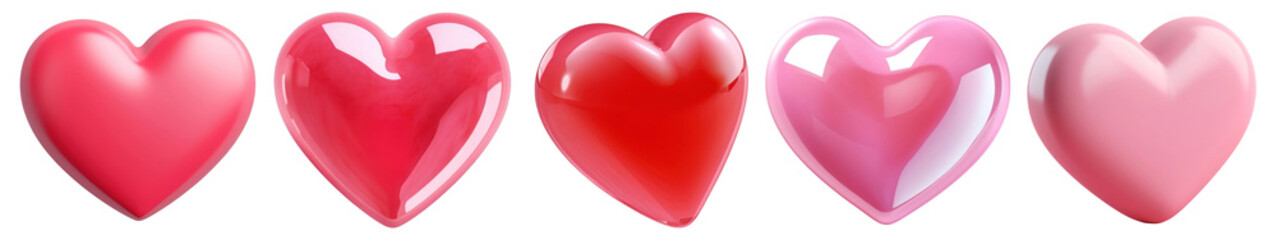 3d heart png cut out element set
