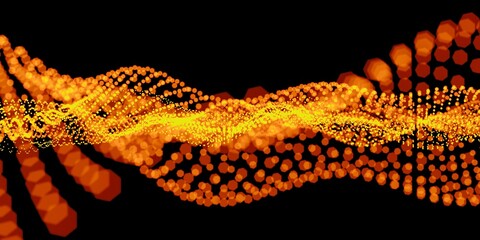 Particles waves with bokeh. Digital concept. Colorful abstract