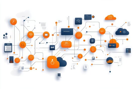 complex data flow diagram with interconnected nodes representing various data sources ai algorithms and cloud services