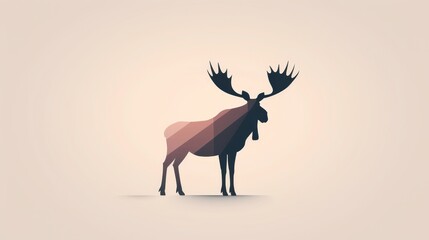 A moose standing with antlers displayed, simple and clean, 2D vector, minimal detail, soft gradients