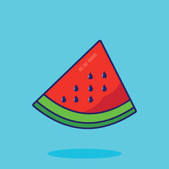 Slices Of Watermelon Cartoon Illustration Food Fruit Icon Concept. Flat Cartoon Style