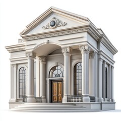 3D photos Modern and hi-tech bank on white background.