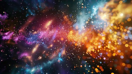 Fototapeta premium Vibrant cosmic galaxy, colorful abstract space with nebula, star cluster, and cosmic dust. Perfect for backgrounds or digital artwork inspirations.