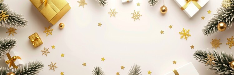 Obraz premium Christmas tree branches with golden deer 