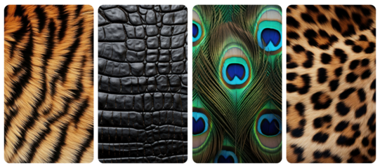 Exotic animal print texture  png mobile wallpaper element set
