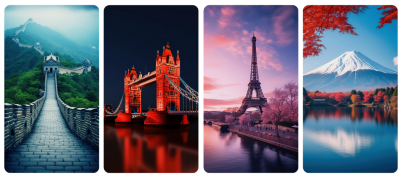 Iconic landmark  png mobile wallpaper element set