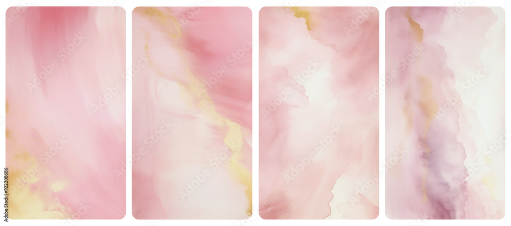 Wall mural Elegant pink watercolor  png mobile wallpaper element set