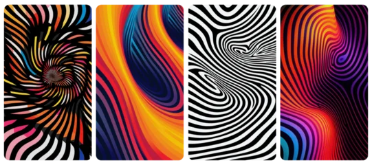 Vibrant abstract optical illusion pattern  png mobile wallpaper element set © Rawpixel.com