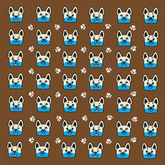 cute dog and paw pattern