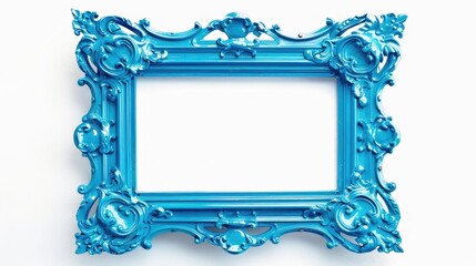 A blue frame with a black border and a white lettering. The frame is ornate and has a vintage