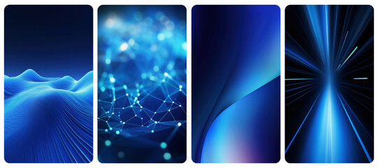 Abstract blue futuristic digital png mobile wallpaper element set