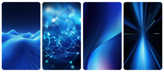 Abstract blue futuristic digital  png mobile wallpaper element set