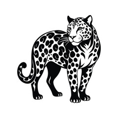 leopard vector art silhouette logo icon design black and white 