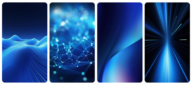 Abstract blue futuristic digital  png mobile wallpaper element set