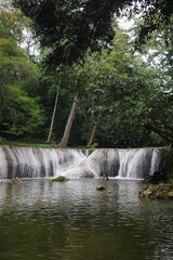 The beautiful waterfall named Namtok Chet Sao Noi is located in Saraburi province in central Thailand. It is popular among the local residents.