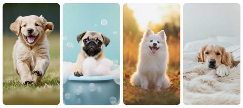 Adorable playful dog  png mobile wallpaper element set