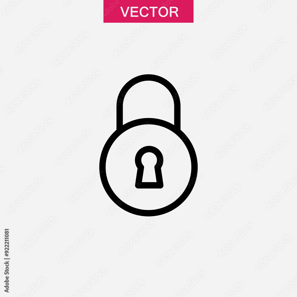 Poster padlock icon vector, vector graphic simple flat black illustration for web and app on white backgrou