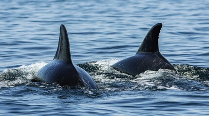 Two Dolphins Swimming in the Ocean