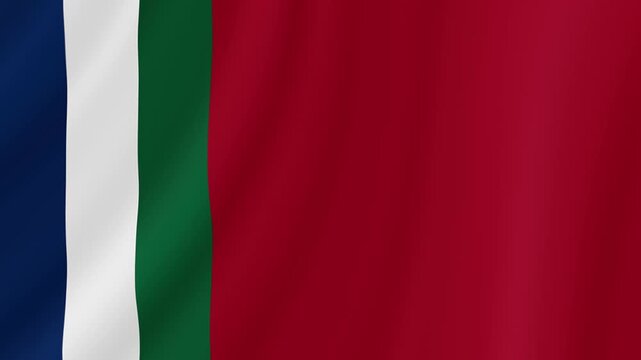 South Moluccas Waving Flag. Realistic Flag Animation. Seamless Loop Background.	