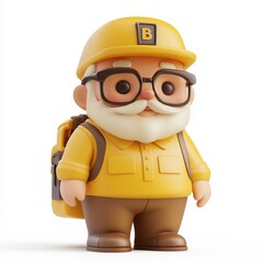 Fototapeta premium Cute School Bus Driver Cartoon Clay Illustration, School 3D Icon, Isolated on white background