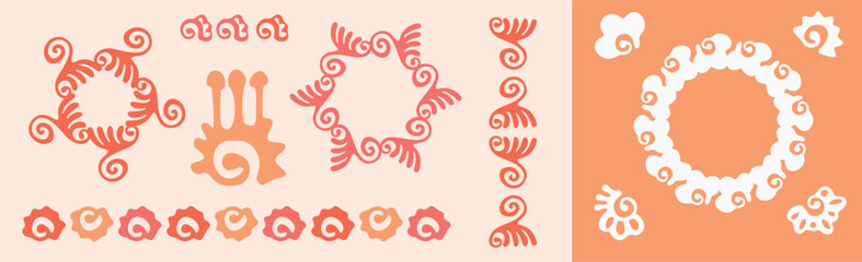 Peach fuzz botanical set texture vector motif with color of the year two tone effect. Soft fresh modern design for hand drawn illustration collection. 