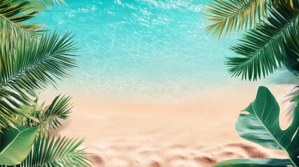 Summer Resort Beach Sea Relax Travel Vacation Palm Tropic Copy Space Banner Background Hotel 