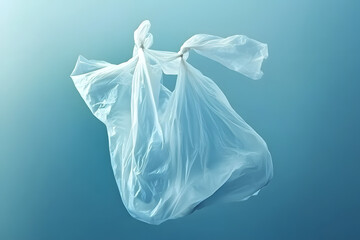 Fototapeta premium floating plastic bag on a blue background