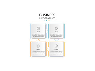 Business infographic. Concept thin line infographic template with 4 steps or options, presentation, process diagram.