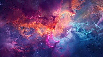 Fototapeta premium A stunning cosmic cloud filled with vibrant colors, creating a mesmerizing abstract galaxy with rich textures and depth.