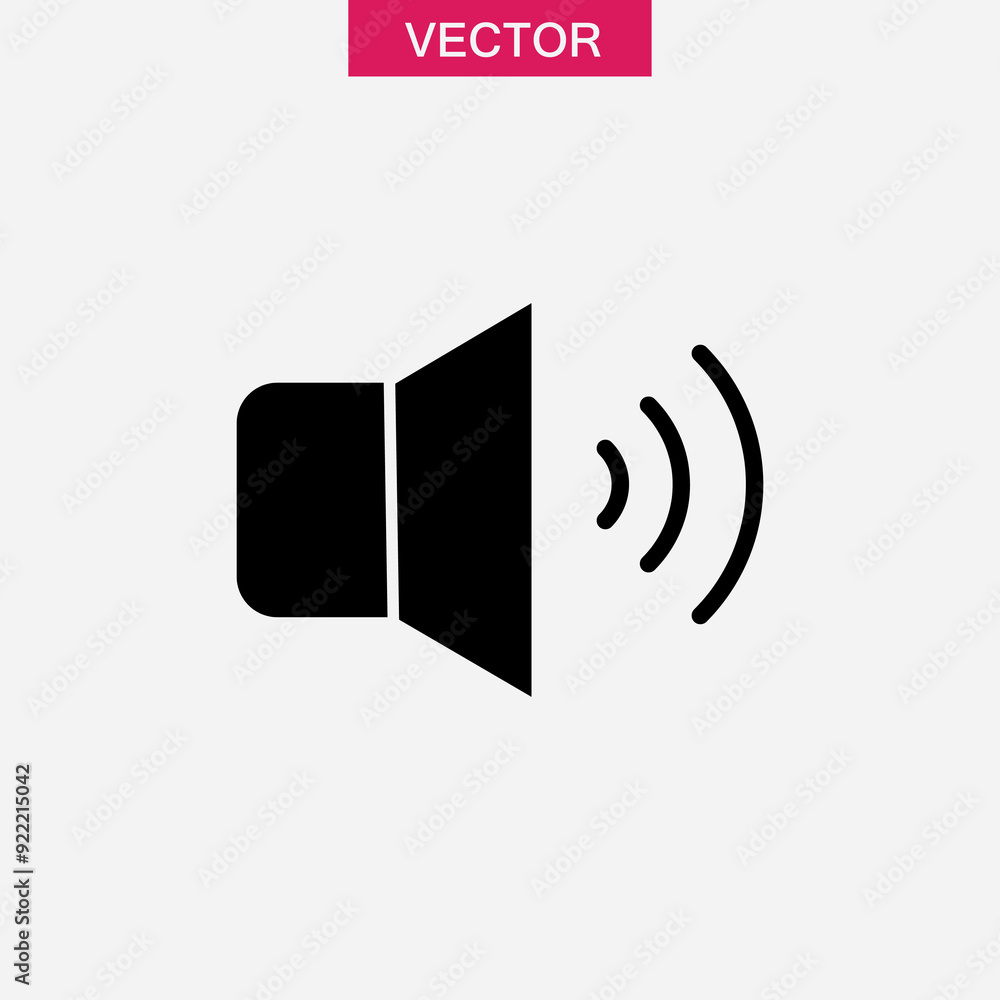 Poster speaker volume icon, vector graphic simple flat black illustration for web and app on white backgrou