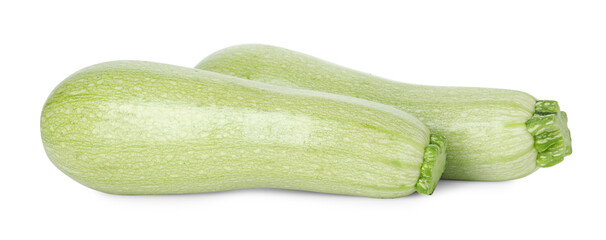 Two fresh ripe zucchinis isolated on white