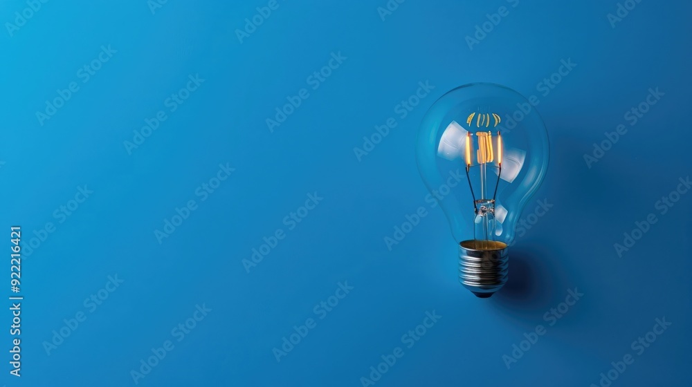 Poster bulb with lighting. idea and creative concept for startup new project. technology object and electri