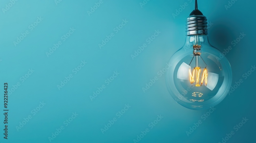 Poster bulb with lighting. idea and creative concept for startup new project. technology object and electri