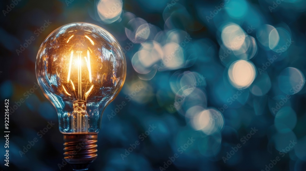 Poster bulb with lighting. idea and creative concept for startup new project. technology object and electri