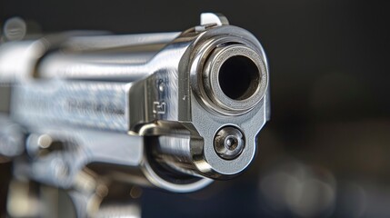 A close-up view of a firearm&acirc;&euro;&trade;s safety lock mechanism, highlighting the design and functionality of the safety features in a modern handgun