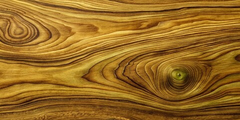 Close-up shot of matte olive drab stained redwood texture with swirling grain and natural crack for rustic design and print