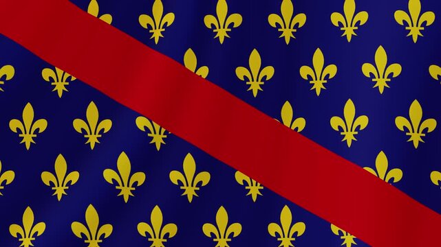 Bourbonnais Waving Flag. Realistic Flag Animation. Seamless Loop Background.	
