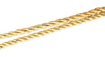 Golden rope isolated on white background
