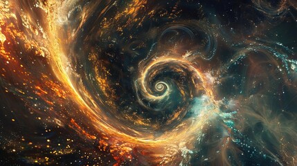 Stunning cosmic spiral showcasing vibrant colors and intricate patterns in a deep space setting, perfect for science and art enthusiasts.