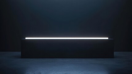 Obraz premium Minimalist studio with a sleek light strip, perfect for showcasing products in an elegant, modern environment.